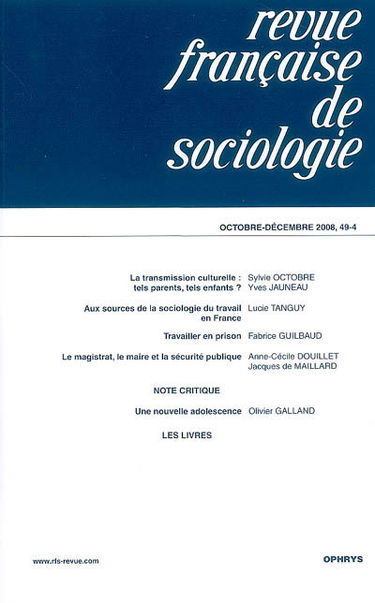 Revue française de sociologie, n° 49-4