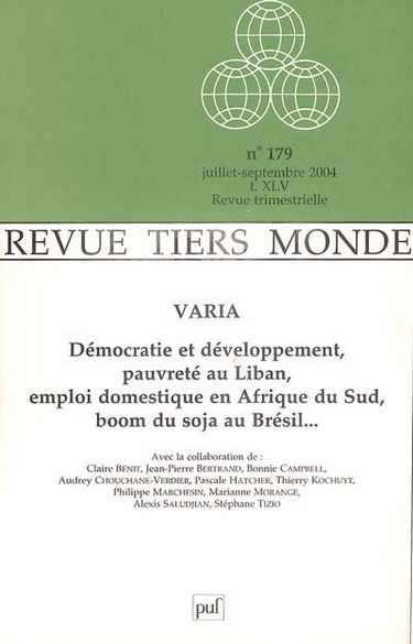 Tiers-monde, n° 179
