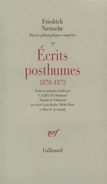 Oeuvres philosophiques complètes. Vol. 1-2. Ecrits posthumes, 1870-1873