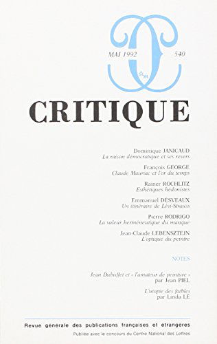 Revue Critique, numéro 540