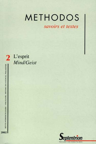 Methodos, n° 2. L'esprit Mind-Geist