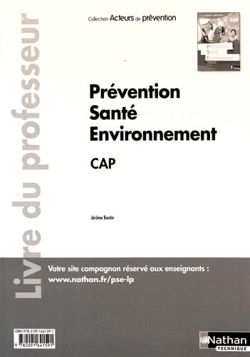 Couverture de Prévention Santé Environnement CAP (Poch) - Professeur (Acteurs de prévention) - 2016