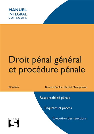 Couverture de Droit pénal général et procédure pénale