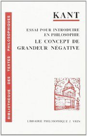 Essai pour introduire en philosophie le concept de grandeur négative