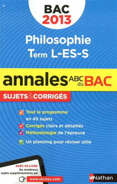 Philosophie, terminale L, ES, S : bac 2013
