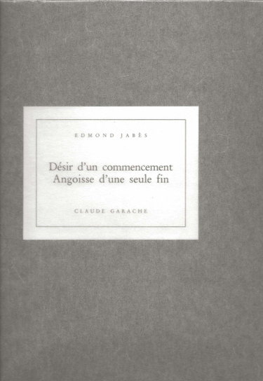 Couverture de Désir d'un commencement, angoisse d'une seule fin