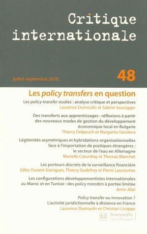 Critique internationale, n° 48. Les policy transfers : innovations et circulation de modèles de professionnalisation