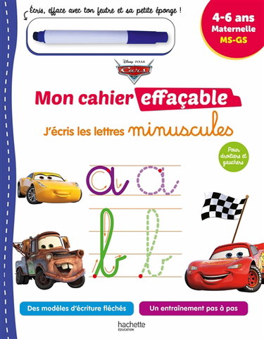 Couverture de Cars : j'écris les lettres minuscules : 4-6 ans, maternelle, MS, GS par Disney.Pixar