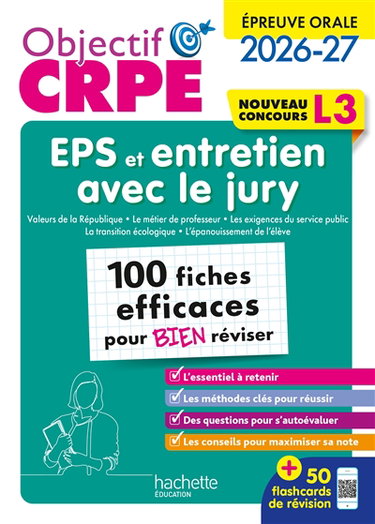 Couverture de EPS et entretien avec le jury : 100 fiches efficaces pour bien réviser, nouveau concours L3 : épreuve orale 2026-2027