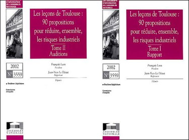 Couverture de Les lecons de toulouse : 90 proposiitons pour reduire, ensemble, les risque industriels