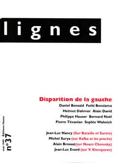 Lignes, n° 37. Disparition de la gauche