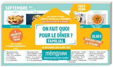 On fait quoi pour le dîner ? 2025-2026 : familial : à aimanter sur le frigo