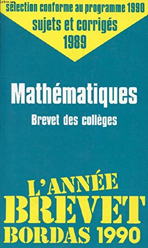 Couverture de Mathématiques : sujets et corrigés 1989
