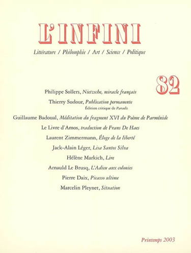 Infini (L'), n° 82