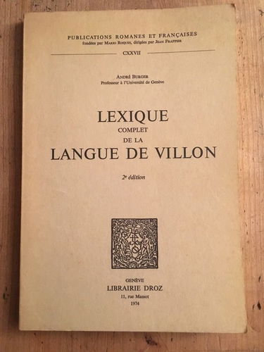 Lexique Complet De La Langue De Villon