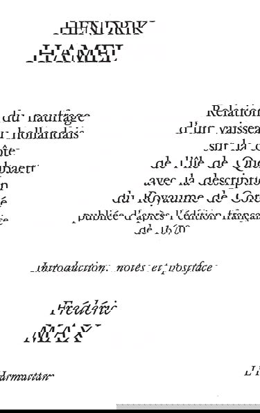 Relation du Naufrage d'un Vaisseau Hollandais Sur ...