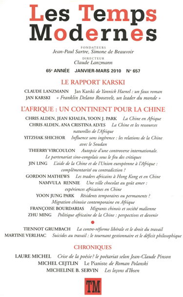 Temps modernes (Les), n° 657. L'Afrique, un continent pour la Chine