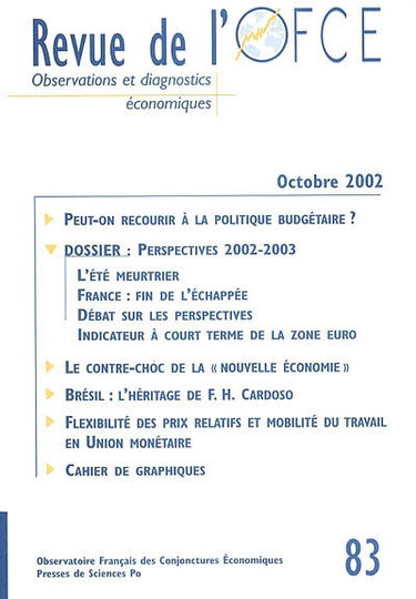 Revue de l'OFCE, n° 83 (2002)