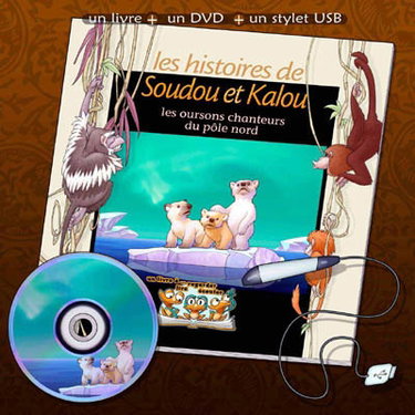 Couverture de Les histoires de Soudou et Kalou. Les oursons chanteurs du Pôle Nord : un livre à... regarder, lire, écouter