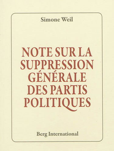 Note sur la suppression générale des partis politiques