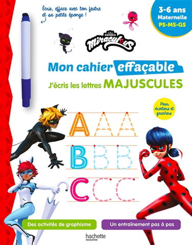 Ardoise Miraculous : j'écris les lettres majuscules