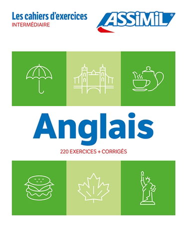 Couverture de Anglais : 220 exercices + corrigés : intermédiaire