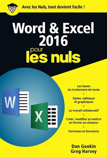 Couverture de Word & Excel 2016 pour les nuls par Dan Gookin