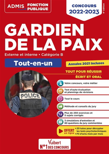 Gardien de la paix : externe et interne, catégorie B, tout-en-un : concours 2022-2023