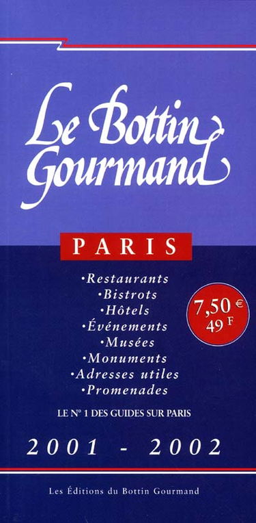 Le Bottin gourmand Paris 2001-2002