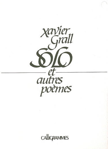 Couverture de Solo : et autres poèmes