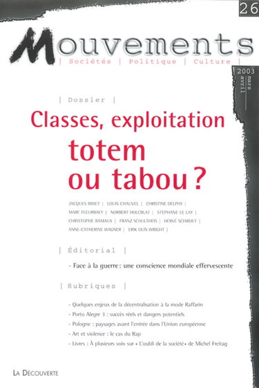 Mouvements, n° 26. Classes, exploitation, totem ou tabou ?