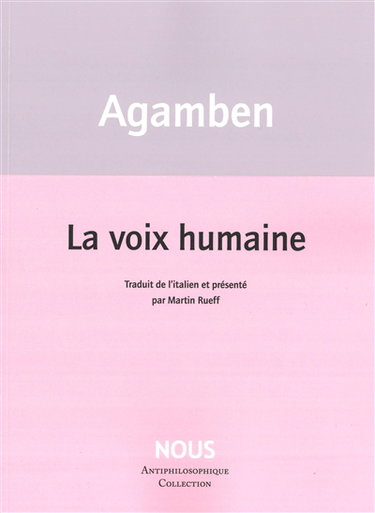 Couverture de La voix humaine par Giorgio Agamben