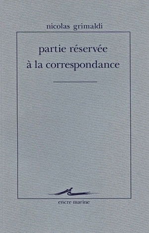 Partie réservée à la correspondance