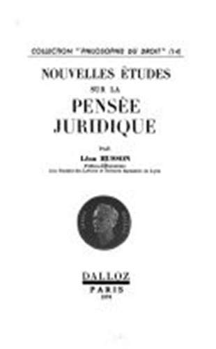 Nouvelles études sur la pensée juridique