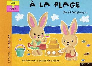 A la plage : Lala et Pinpin : un livre avec 5 puzzles de 2 pièces