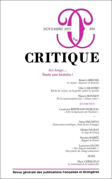 Couverture de Critique 894 : Ars longa...toute une histoire ! (894) par Collectif