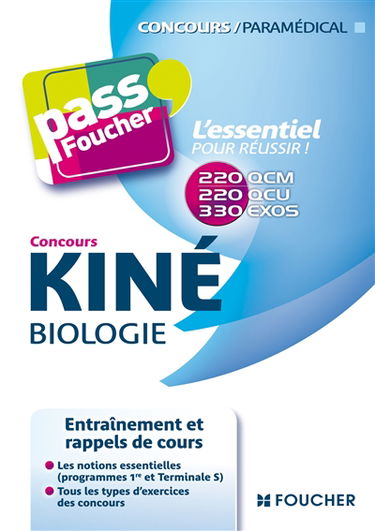 Kiné biologie : concours : entraînement et rappels de cours