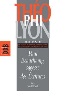 ThéophiLyon, n° 17-1. Paul Beauchamp, sagesse des Ecritures