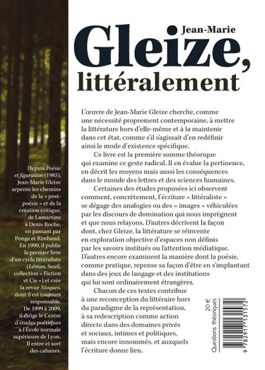 Couverture de Jean-Marie Gleize, littéralement