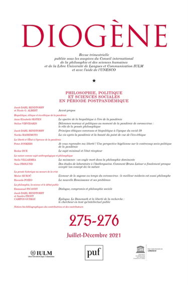 Diogène, n° 275-276. Philosophie, politique et sciences sociales en période postpandémique