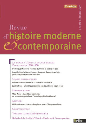 Couverture de Revue d'histoire moderne et contemporaine, n° 61-4 par Collectif