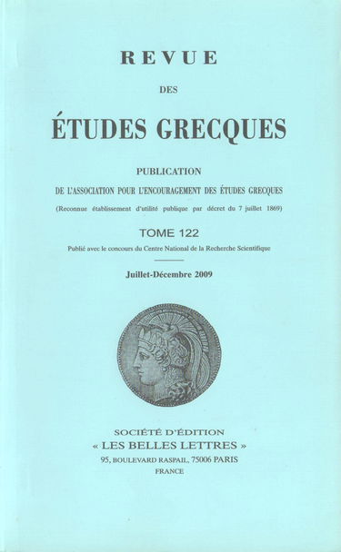 Etudes Grecques T. 122 1 / 2 Vols 2009