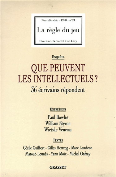 Couverture de Règle du jeu (La), n° 21. Que peuvent les intellectuels ? par Collectif