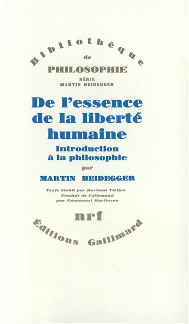 De l'essence de la liberté humaine : introduction à la philosophie