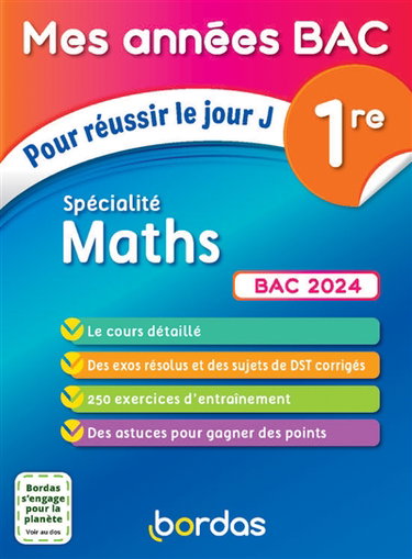 Couverture de Spécialité maths 1re : bac 2024