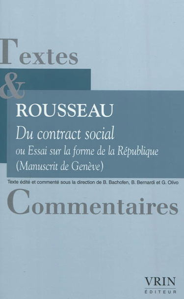 Du contrat social ou Essai sur la forme de la République (manuscrit de Genève)