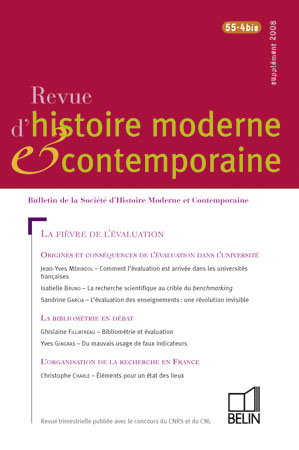Revue d'histoire moderne et contemporaine, n° 55-4 bis