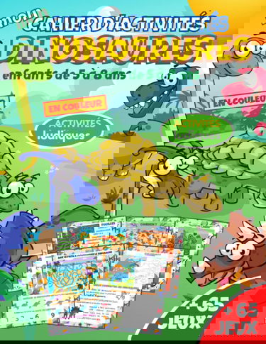 Mon cahier d'activités Dinosaures: livre pour enfants de 5 à 8 ans en couleur | + 65 jeux et activités ludiques : mots mêlés, labyrinthes, coloriages, ... des différences,... | cadeau fille et garçon