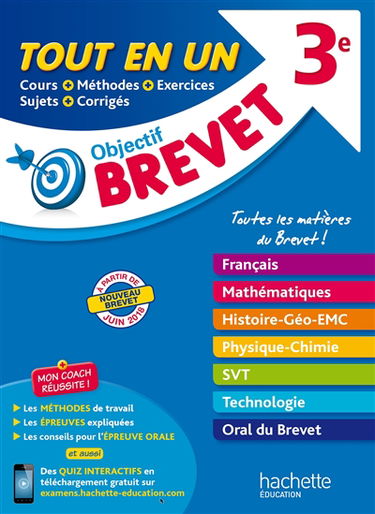 Tout en un brevet 3e : français, mathématiques, histoire géo EMC, physique chimie, SVT, technologie, oral du brevet