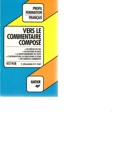 Profil Formation: Vers Le Commentaire Compose